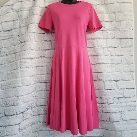 Zara A Line Flared Midi Dress in Fuchsia - Size M - Picture 3 of 9